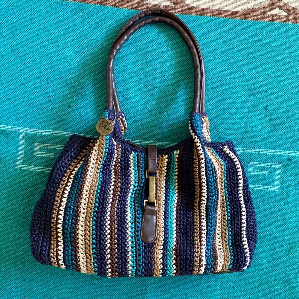 The Sak Blue Striped Shoulder Bag/Purse